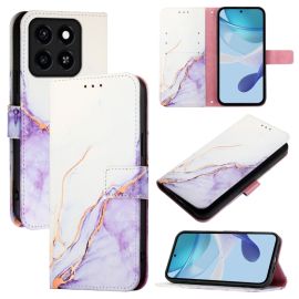 ART MARBLE Pénztárca tok ZTE Blade A35 WHITE PURPLE telefonhoz
