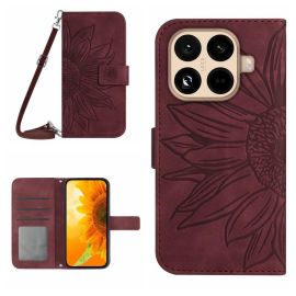 ART SUNFLOWER Pénztárca tok zsinórral Xiaomi 15T Pro bordó készülékhez
