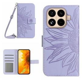 ART SUNFLOWER Pénztárca tok zsinórral Xiaomi 15T Pro lila telefonhoz
