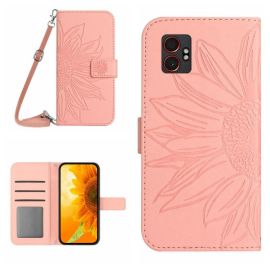 ART SUNFLOWER Pénztárca tok zsinórral Samsung Galaxy Xcover 7 Pro rózsaszínhez