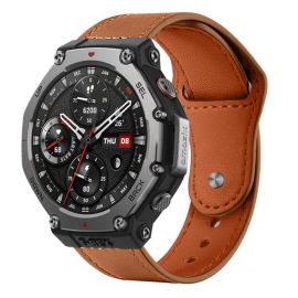 xDfind LEATHER Bőr szíj Amazfit T-Rex 3 okosórához, világosbarna
