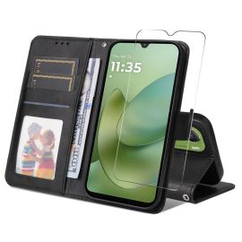 ENKAY PREMIUM SZETT Pénztárca tok és védőüveg Motorola Moto G06 / G06 Power fekete