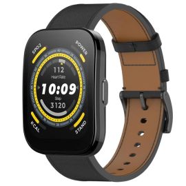 LEATHER Bőr szíj Amazfit Bip 5 / Bip 5 Unity órához, fekete