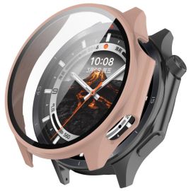 PC FULL COVER Műanyag borítás üveggel a OnePlus Watch 3 rózsaszínhez