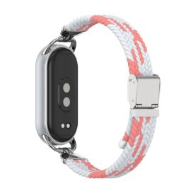 BRAIDED Nylon szíj Xiaomi Smart Band 10 / 9 / 8 okosórához rózsaszín-fehér