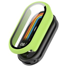 PC FULL COVER Műanyag tok üvegfóliával Xiaomi Smart Band 10 / 10 NFC-hez világoszöld