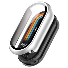 PC FULL COVER Műanyag tok üveggel Xiaomi Smart Band 10 / 10 NFC ezüst színhez