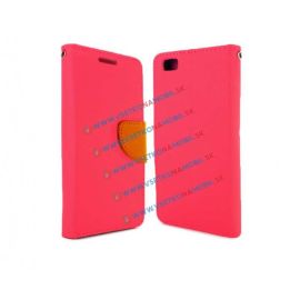 FANCY Peňaženkové flip puzdro Huawei P8 lite ružovo-hnedé