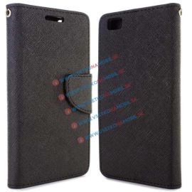 FANCY Peňaženkové flip puzdro Huawei P8 lite čierne