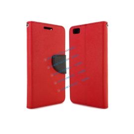 FANCY Peňaženkové flip puzdro Huawei P8 lite red-black