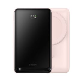 BASEUS MAGNETIC külső + vezeték nélküli töltő 10 000 mAh rózsaszín