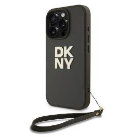 DKNY PU LEATHER Védőhuzat húzózsinórral Apple iPhone 16 Pro zöldesbarna