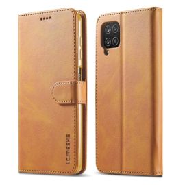 IMEEKE Wallet tok Samsung Galaxy A12 / M12 világosbarna