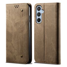 DENIM pénztárcahuzat Samsung Galaxy-hoz A16 / A16 5G szürkésbarna