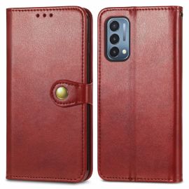LEATHER BUCKLE Pénztárca tok OnePlus Nord N200 5G piros