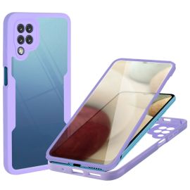 DUAL Kétoldalas burkolat Samsung Galaxy A12 lila fóliával