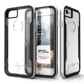 ZIZO SHOCK Kryt + 9H temperované sklo Apple iPhone 7 / 8 strieborný