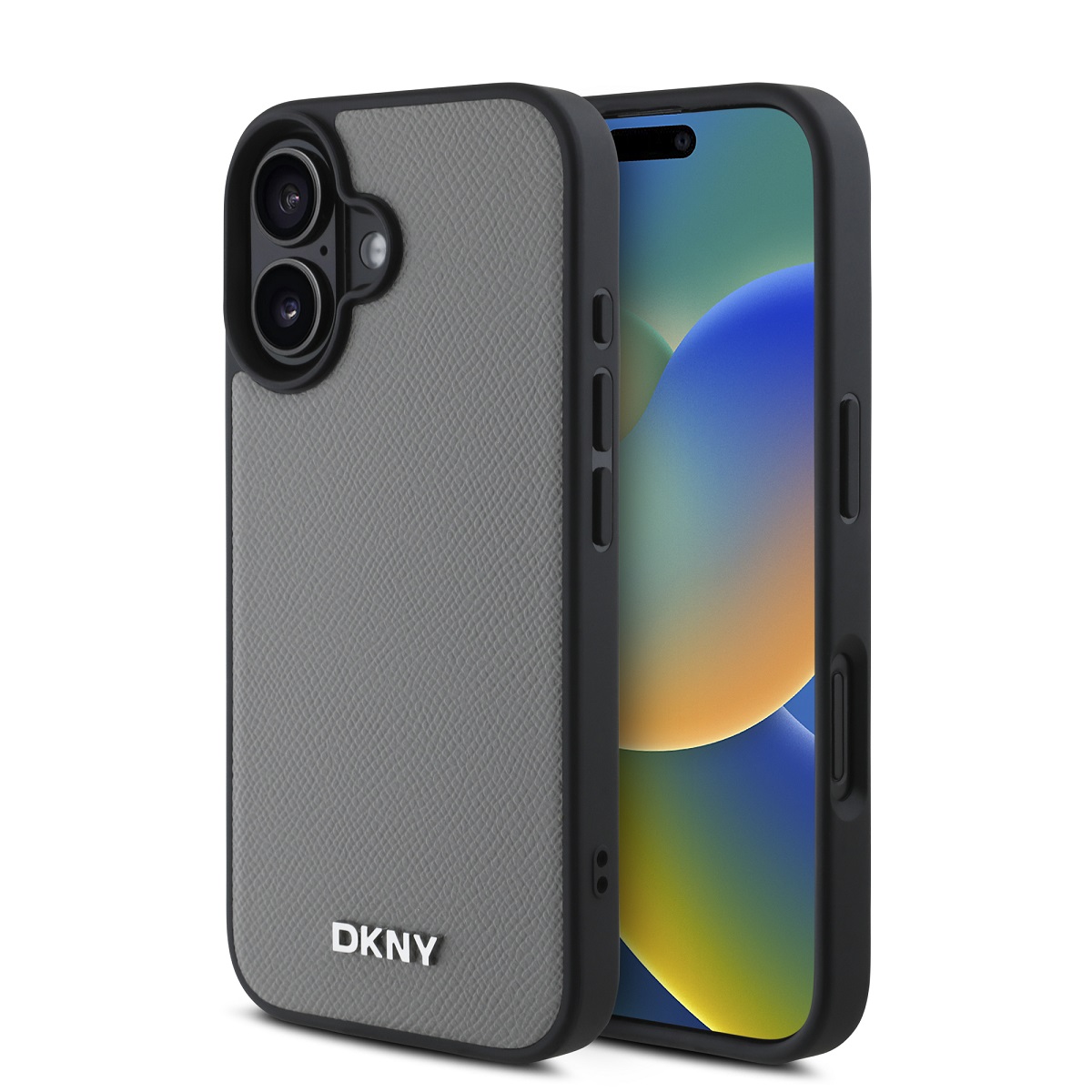 DKNY PU LEATHER SILVER védőburkolat Apple iPhone 16 szürke akciós termékkép 1