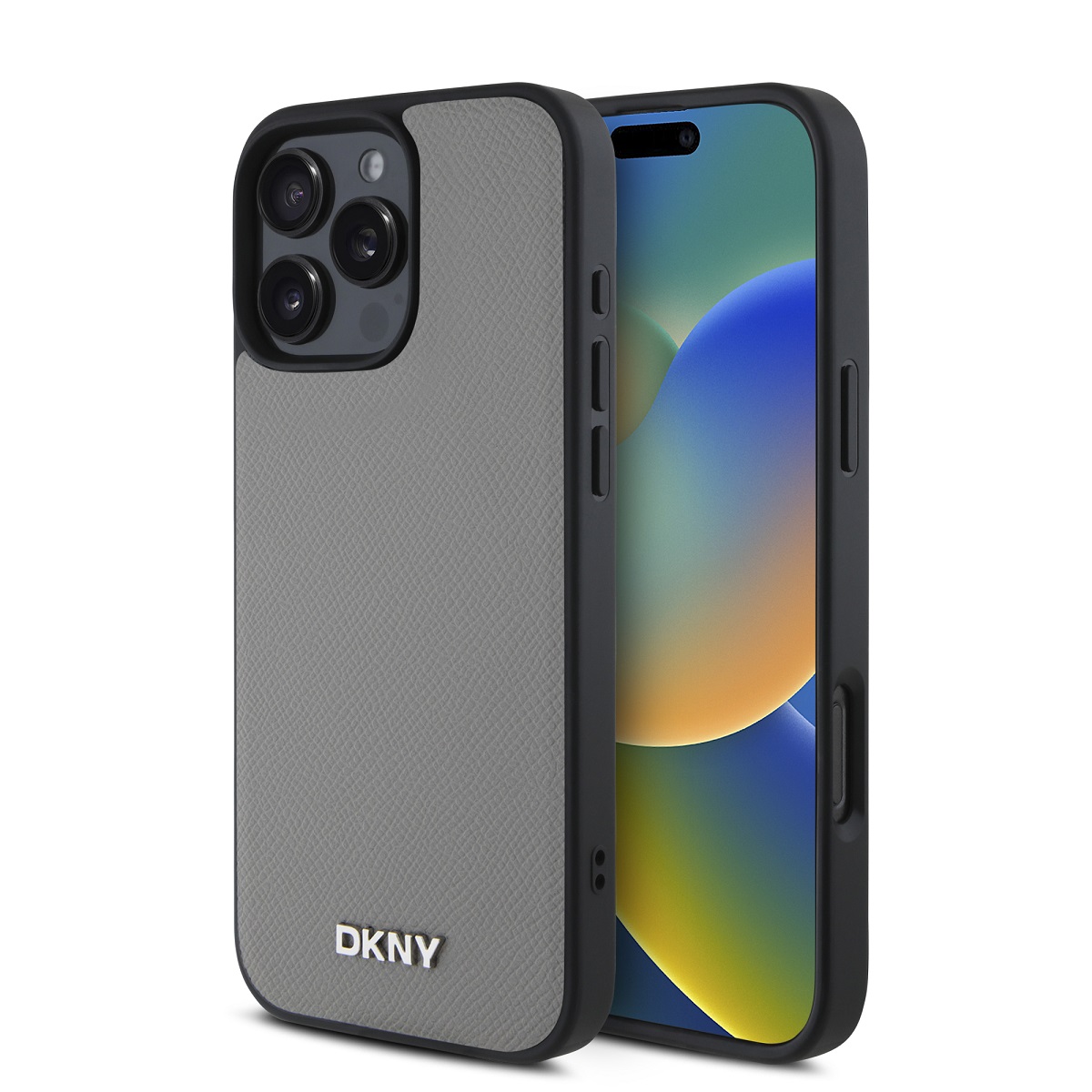 DKNY PU LEATHER SILVER Védőburkolat Apple iPhone 16 Pro szürke akciós termékkép 1