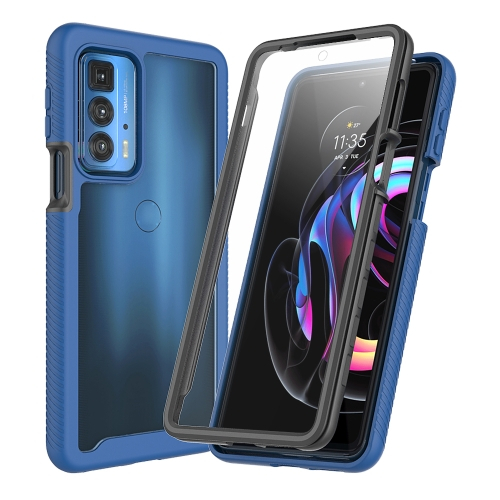 DUAL Kétoldalas borítás Motorola Edge 20 Pro fóliával, sötétkék színben akciós termékkép 1