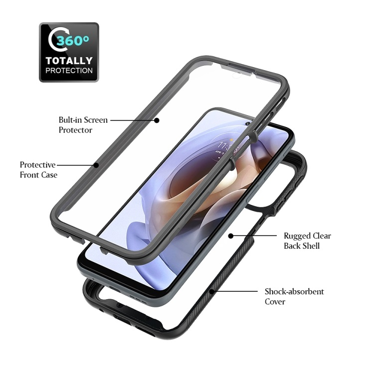 DUAL Kétoldalas borítás Motorola Moto G51 5G fekete fóliával termék 2. képe