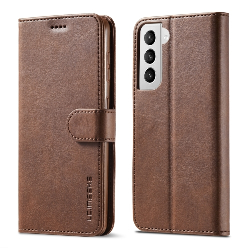 IMEEKE Wallet tok Samsung Galaxy S21 Plus 5G sötétbarna akciós termékkép 1