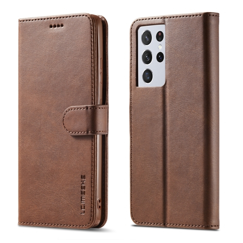 IMEEKE Wallet tok Samsung Galaxy S21 Ultra 5G sötétbarna akciós termékkép 1