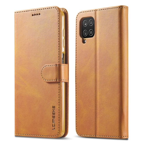 IMEEKE Wallet tok Samsung Galaxy A12 / M12 világosbarna akciós termékkép 1