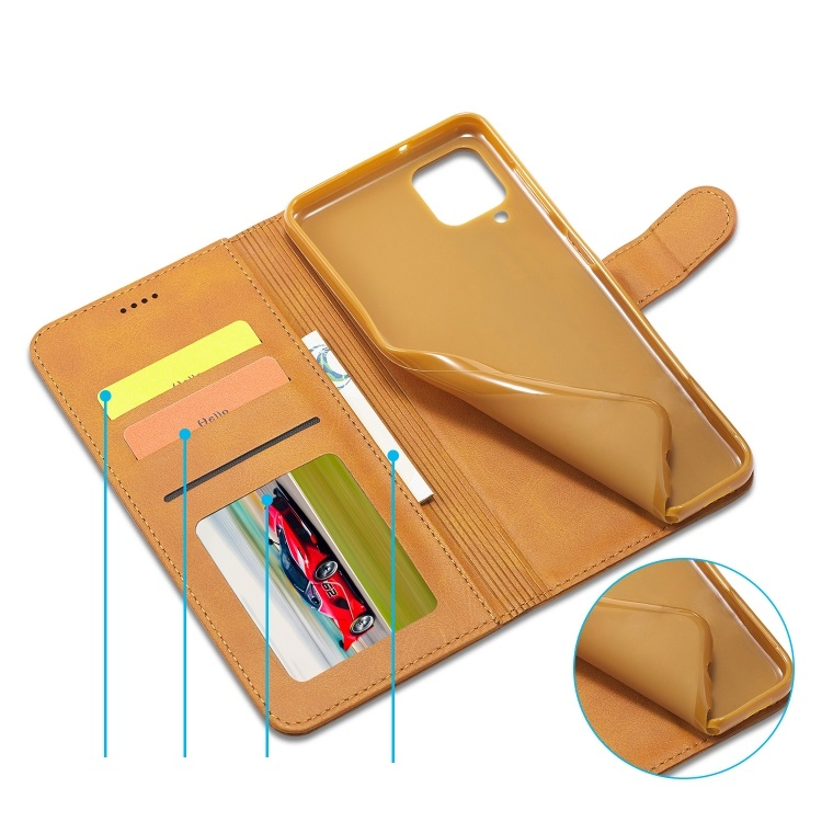 IMEEKE Wallet tok Samsung Galaxy A12 / M12 világosbarna termék 2. képe