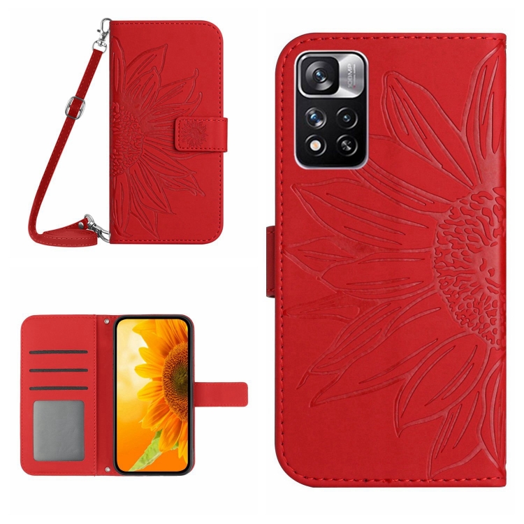 ART SUN FLOWER pénztárca tok Xiaomi Poco M4 Pro 5G / Redmi Note 11S 5G piros telefonhoz termék 2. képe
