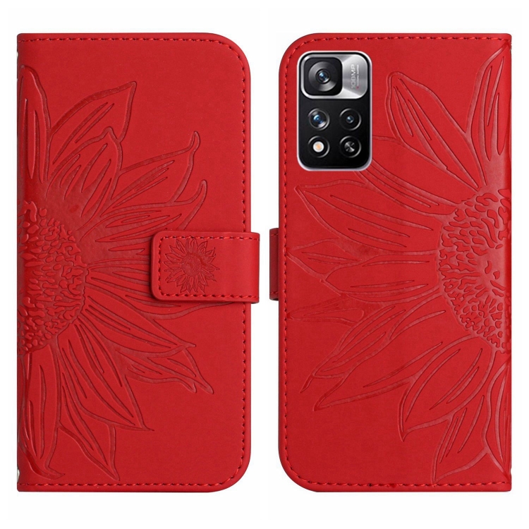 ART SUN FLOWER pénztárca tok Xiaomi Poco M4 Pro 5G / Redmi Note 11S 5G piros telefonhoz akciós termékkép 1