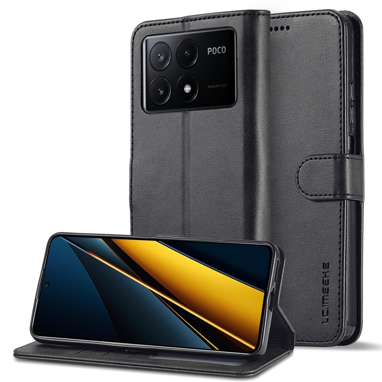 IMEEKE Wallet tok Xiaomi Poco X6 Pro 5G fekete fekete termék 2. képe
