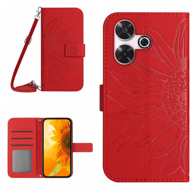 ART SUNFLOWER Pénztárcahuzat zsinórral Xiaomi Redmi 13 piroshoz termék 2. képe