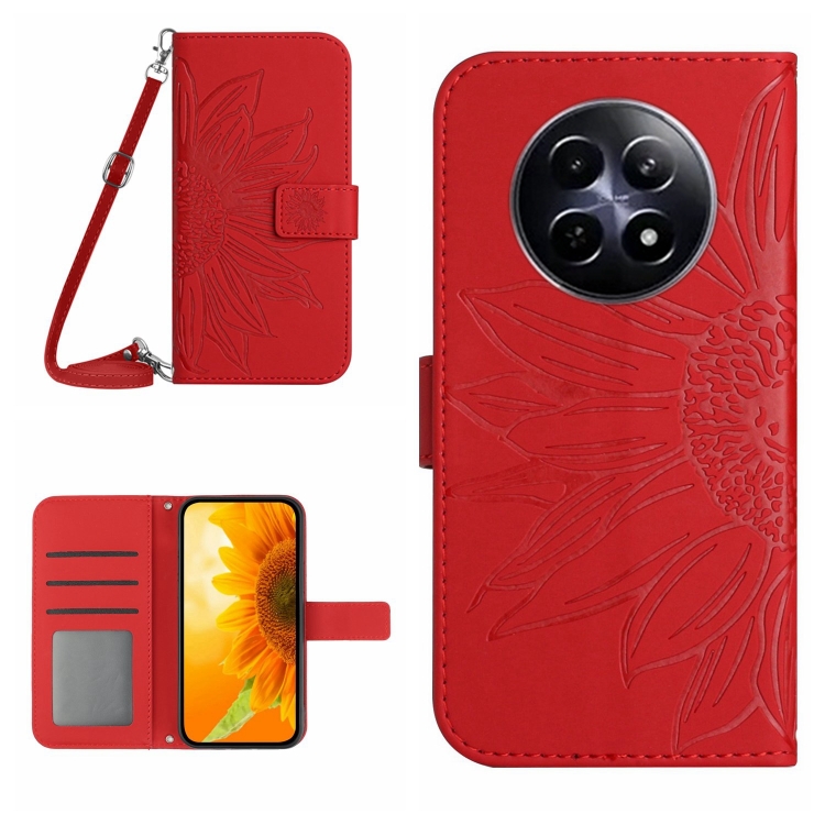 ART SUNFLOWER Pénztárca tok zsinórral Realme-hoz 12 5G piros termék 2. képe