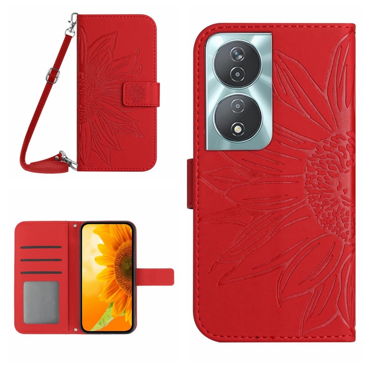 ART SUNFLOWER Pénztárcahuzat Honor-hoz 90 Smart 5G piros termék 2. képe