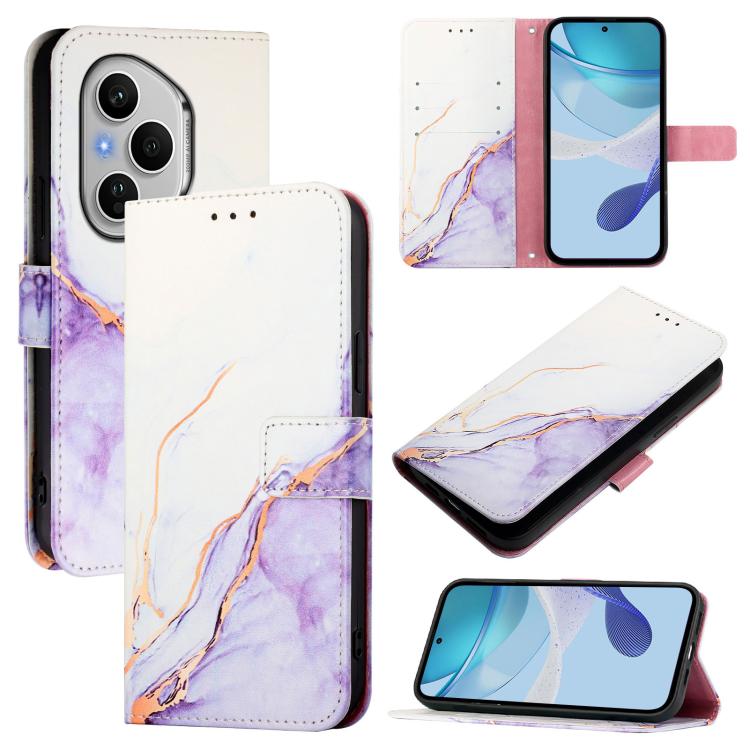 ART MARBLE Pénztárca tok Honor 400 Pro 5G WHITE PURPLE akciós termékkép 1