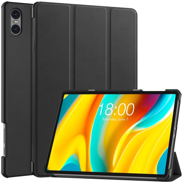 LEATHER Flip borítás Teclast T50 Pro fekete akciós termékkép 1
