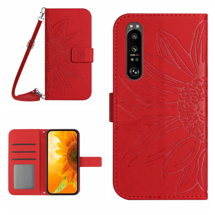 ART SUNFLOWER Pénztárca tok zsinórral Sony Xperia 1 VI piros telefonhoz termék 2. képe