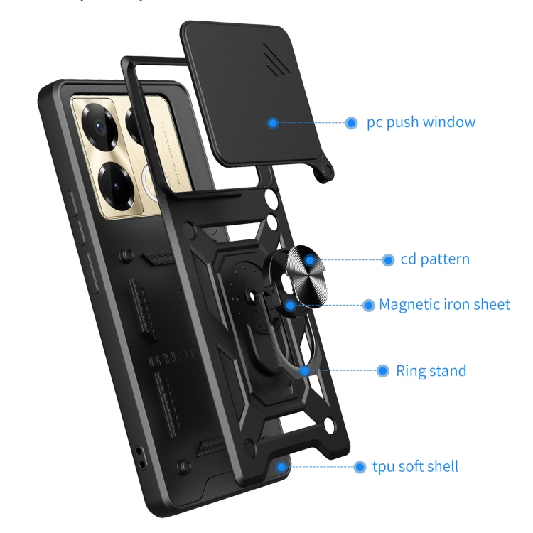 RING KAMERA Borító tartóval Infinix Note 40 Pro / 40 Pro+ 5G fekete termék 2. képe