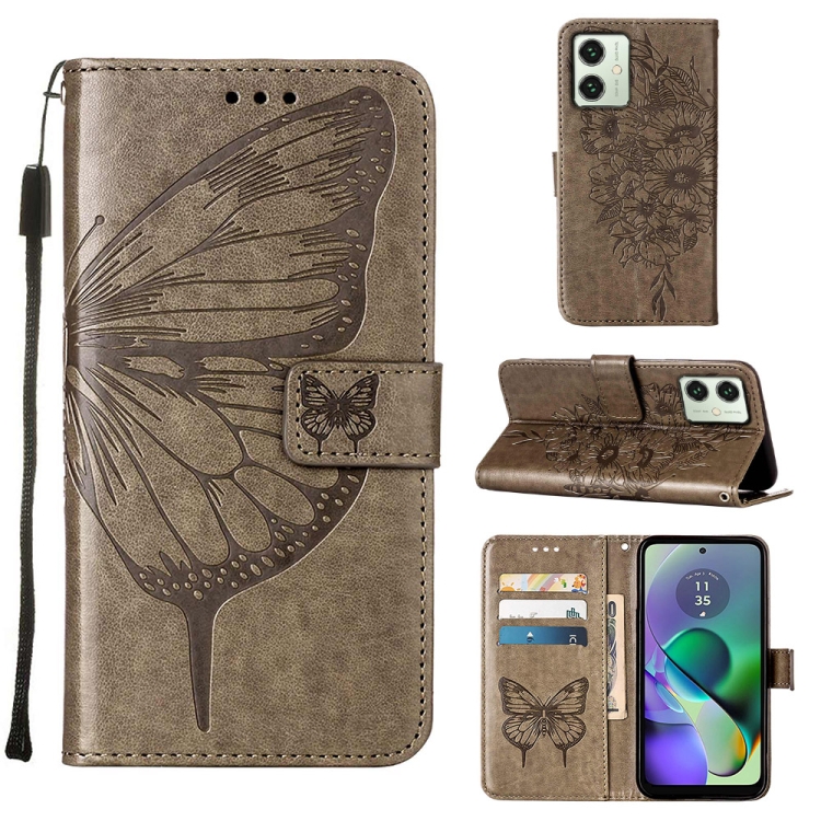 ART BUTTERFLY pénztárca tok Motorola Moto G54 5G / G54 5G Power Edition szürke színű termék 2. képe