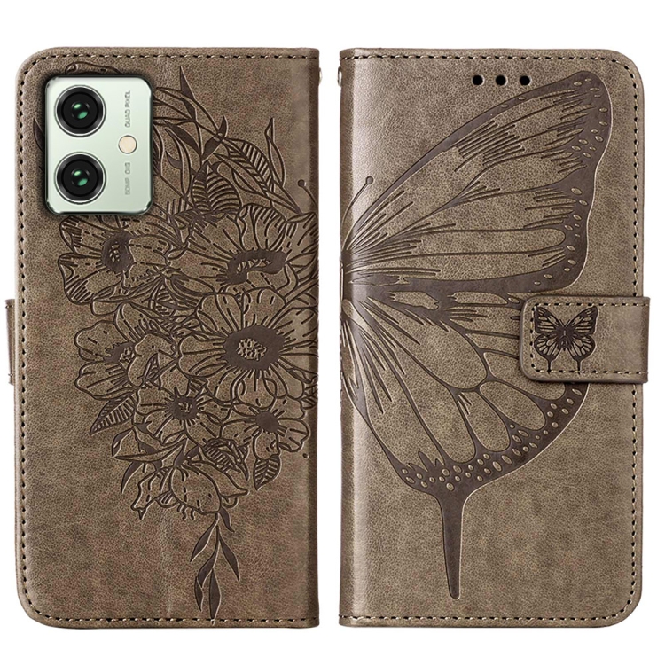 ART BUTTERFLY pénztárca tok Motorola Moto G54 5G / G54 5G Power Edition szürke színű akciós termékkép 1