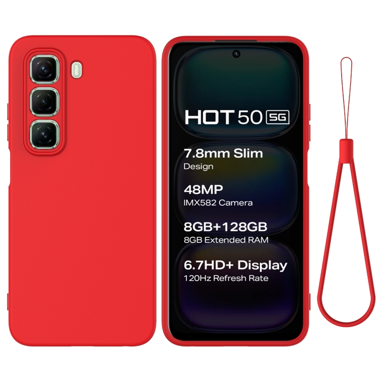 RUBBER Védőburkolat Infinix-hez Hot 50 5G piros akciós termékkép 1