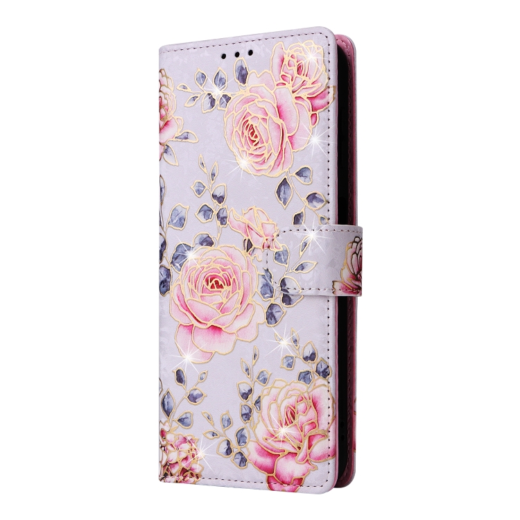 FLOWER Y pénztárca tok Samsung Galaxy A15 / A15 5G PURPLE ROSE telefonhoz akciós termékkép 1