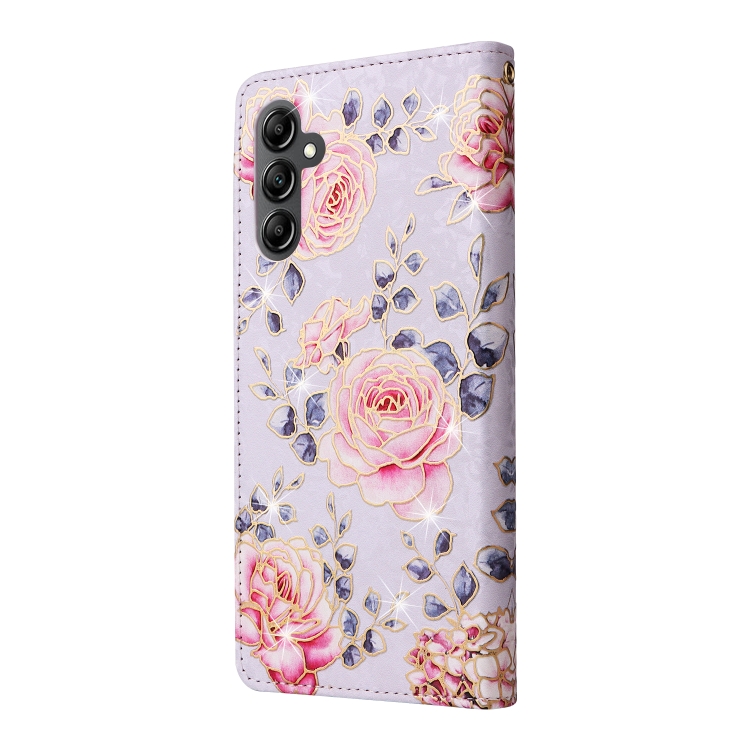 FLOWER Y pénztárca tok Samsung Galaxy A15 / A15 5G PURPLE ROSE telefonhoz termék 2. képe