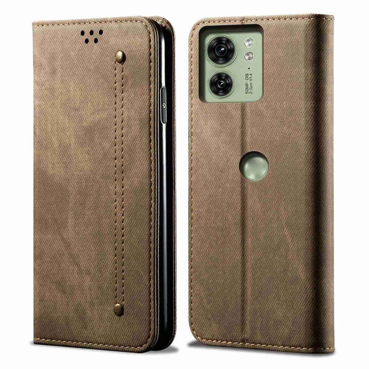 DENIM pénztárcahuzat Motorola Edge 40-hez szürke-barna akciós termékkép 1