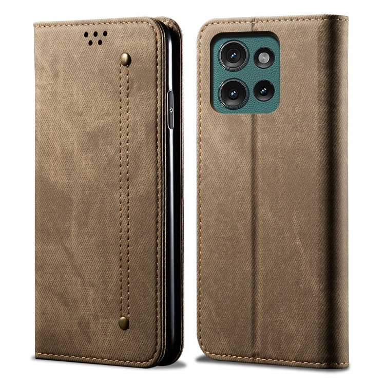 DENIM pénztárcahuzat Motorola Moto-hoz G75 5G szürke-barna akciós termékkép 1