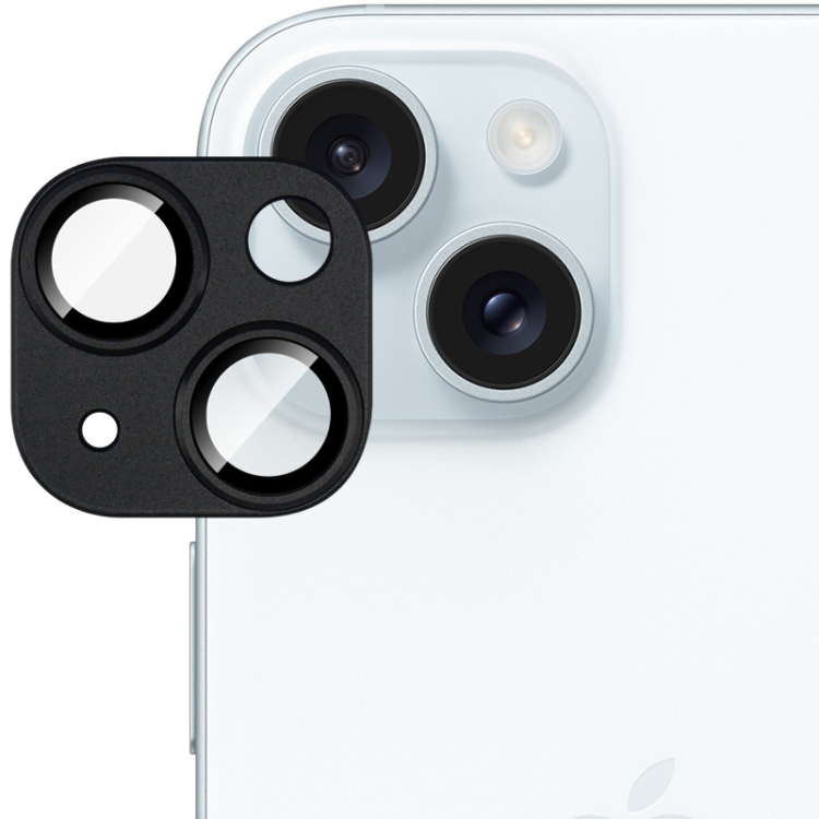 IMAK FULL METAL COVER Üveg Apple iPhone 15 / 15 Plus kamerához fekete akciós termékkép 1