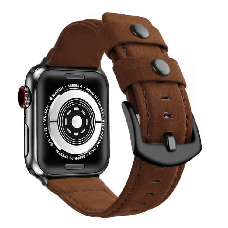 Bőr szíj Apple Watch 9 / 8 / 7 (45mm) / 6 / SE / 5/4 (44 mm) / 1, 2, 3 (42 mm) sötétbarna termék 2. képe