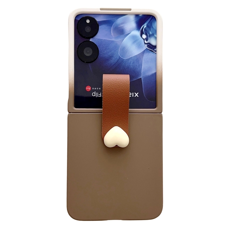 HEART RING Műanyag védőburkolat Xiaomi MIX-hez Flip barna akciós termékkép 1