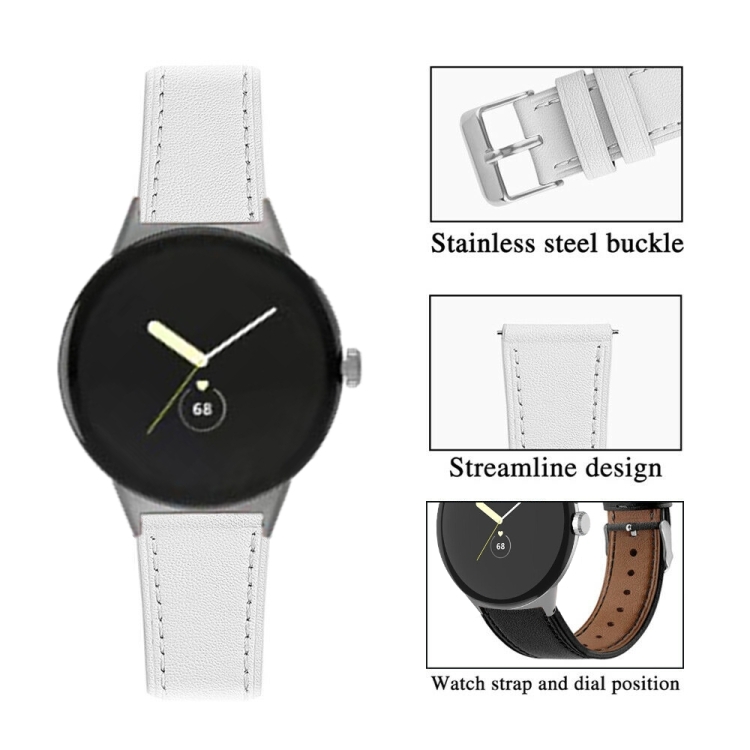 LEATHER Bőrszíj Google Pixel-hez Watch3 45mm fehér termék 2. képe